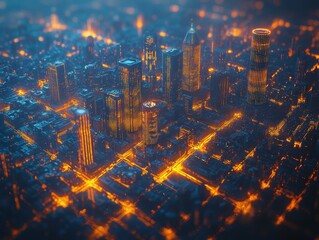 Poster - City Nighttime Skyline