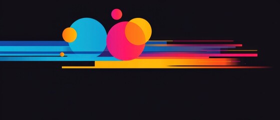 Wall Mural - abstract colorful background with geometric shapes, circles and lines in vibrant gradient colors on 