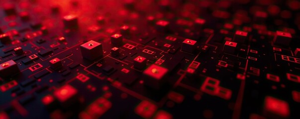 Red abstract matrix design resembling digital code,  network,  code
