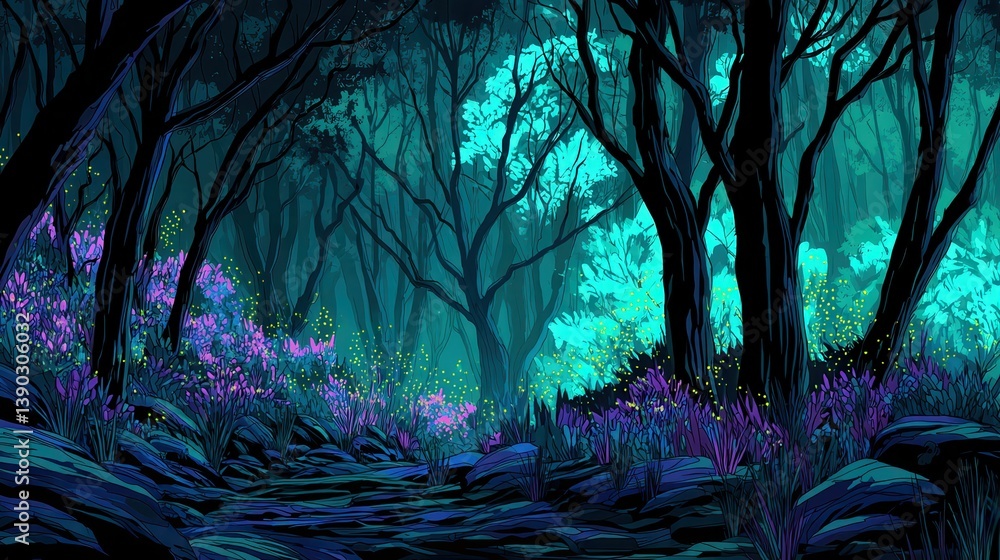 Extra Forest dark forest with extra thick canopy only illuminated with ...
