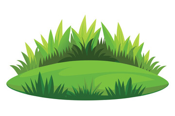 a digital illustration of a green grass patch with blades of grass forming a circular mound against 
