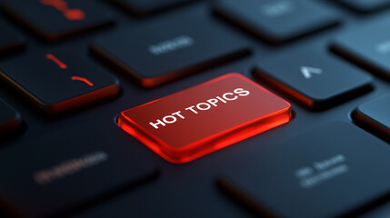 Close-up of a red illuminated keyboard key displaying 