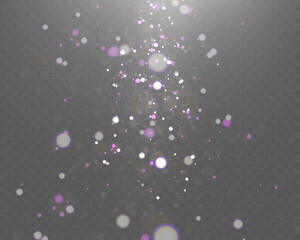 Aufkleber - Abstract magical glowing bokeh lights on dark background with purple and gold sparkles, soft blurry fantasy effect, elegant festive backdrop.
