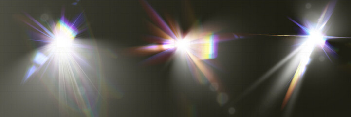 Aufkleber - Glowing light effects with transparency, lens flare, radiant beams, starbursts, and luminous sparkles for overlays and design.
