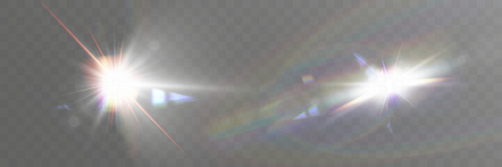 Aufkleber - Glowing light effects with transparency, lens flare, radiant beams, starbursts, and luminous sparkles for overlays and design.
