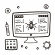 © inspiring  - Hand Drawn Computer Bug Illustration with Coding Elements and Tools