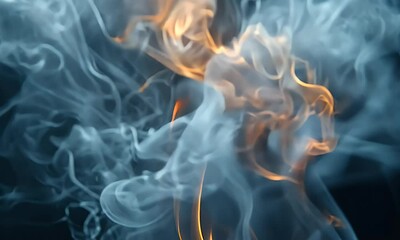 Wall Mural - Dynamic Abstract Smoke With Glowing Embers Creating A Mystical Atmosphere In Dark Background