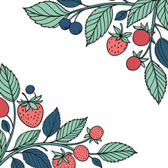 Wall Mural - Fruit border frame made with berries and leaves