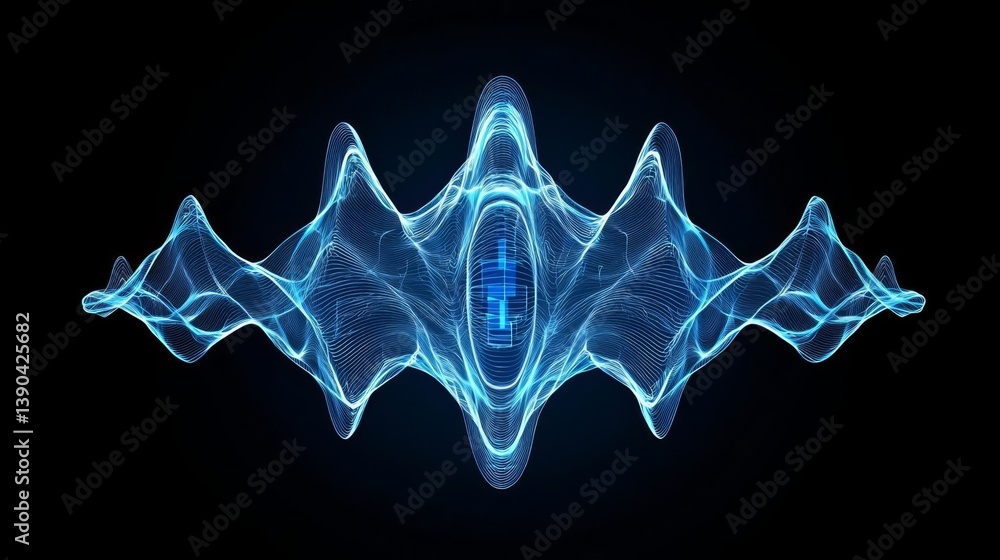 Abstract blue sound wave design illustrating technology, music, and ...