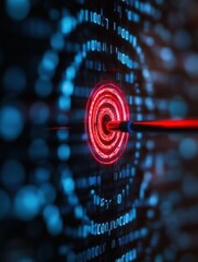 Poster - Cybernetic Precision Futuristic Digital Archery Targeting Interface Visualizing High-Performance Tech Achievement in Immersive AR Environments