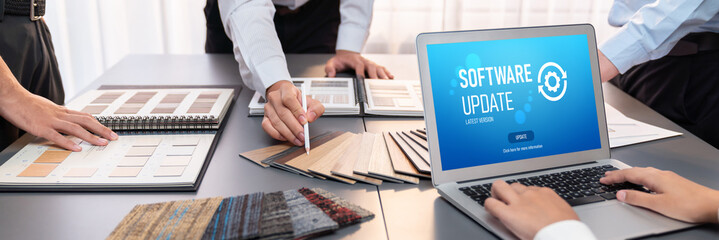 Wall Mural - software update on computer for brisk version of device software upgrade