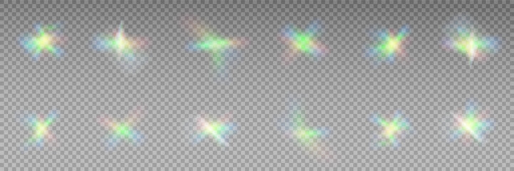 Wall Mural - light crystal png, glass effect, sparkle bokeh, glitter rainbow light neon, transparent diamond, bri