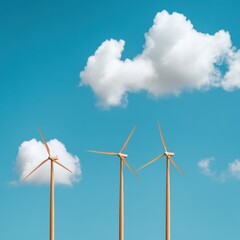 Poster - Minimalist Clean Energy Innovation Sleek Wind Turbine Visualization Representing Sustainable Future Tech and Eco-Conscious Climate Solutions