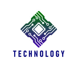 Aufkleber - Computer chip icon for AI technology and digital tech, vector chipset emblem. Digital technology icon of computer chipset for artificial intelligence or smart AI applications and tech company sign