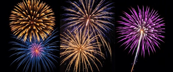 Fototapete - Fireworks Display, Vibrant Explosions, Soft Pastel Colors, Contrasting Backgrounds Create Stunning Visual Effects. Light Airy Pastel Shades Create A Delicate Effect. The Vibrant Bold Colors Are