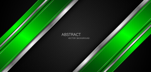 Aufkleber - Abstract green and silver stripes and free space for design. modern technology innovation concept background	