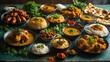 © Holo Frame - Collection of Indian recipes showcasing rice and spices on a wooden board