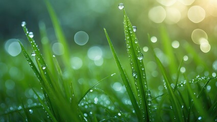 Poster - Out-of-focus picture of moist grass