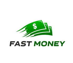 Aufkleber - Fast money icon for quick money transfer, online payment and cash exchange, vector sign. Dollar banknotes in fast speed motion for bank pay and credit loans, crypto currency and digital wallet symbol