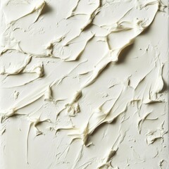 Leinwandbilder - Textured surface of thick cream spread across canvas with strokes and patterns created during application