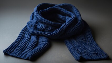 Poster - Unfolded knitted woolen scarf displayed on a background. High-quality photograph.