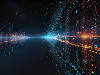 3d digital universe code illustration. Created using generative AI tools