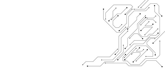 Fototapete - Vector Technology black circuit diagram concept. Abstract technology on white background. High-tech circuit board.