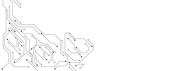 Fototapete - Vector Technology black circuit diagram concept. Abstract technology on white background. High-tech circuit board.