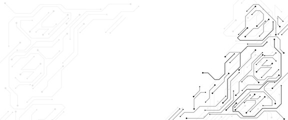 Leinwandbilder - Abstract technology circuit diagram on white background. High tech circuit board connection system.