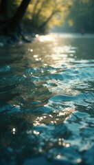 Leinwandbilder - Ripples of Sunlight: Abstract Reflections on a River's Surface