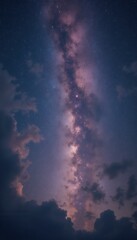 Poster - Dramatic sky with Milky Way galaxy and silhouetted clouds creating a cinematic dreamscape