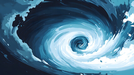 Wall Mural - vivid blue whirlpool illustration showcasing dynamic movement and contrasting colors.