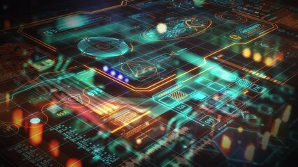 Wall Mural - futuristic interface displaying complex data analysis and processing information