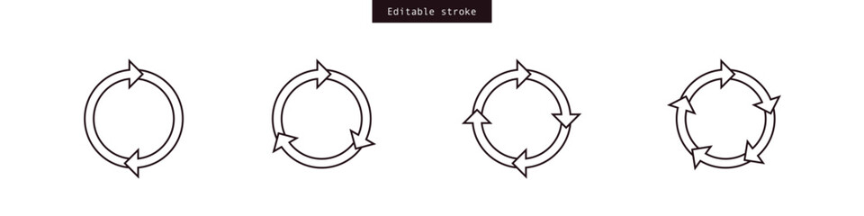 Fototapete - Refresh icon vector Circle arrows icon vector diagram infographic set. Sync repeat and reload arrow icon, rotate arrow symbol, arrow rotation circle. Sync icon. Editable Stroke
