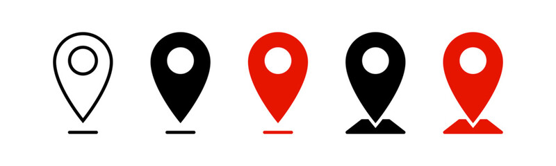 Fototapete - Location icon set, Map pin place marker. location pointer icon symbol in flat style. Red Location pin icon, Navigation sign