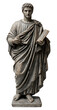 © Chinases - Roman sculpture of a figure in traditional attire holding a book on white background Generative AI