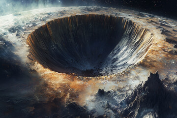 Wall Mural - large crater is shown in the sky with a lot of space around it. The image has a sense of vastness and emptiness, with the crater being the only prominent feature