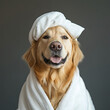 © PrismPixels - Cute Golden Retriever Spa Day: Funny Relaxation with Adorable Furry Friend