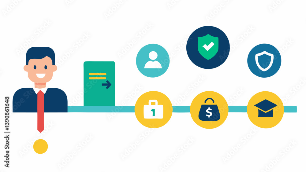 Career Timeline A horizontal timeline depicting different jobs and ...