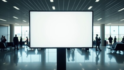 Poster - Empty Digital Billboard in Modern Airport Terminal  