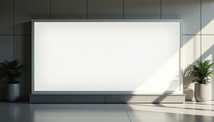 Poster - Minimalistic display board with plants in a modern interior  