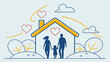 © Irina - Family walking together with love symbols in a modern home setting