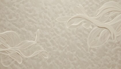 Poster - Delicate Beige Texture Background, Flowing Organic Lines, Soft White Leaves. Elegant Nature Design For Calming Wallpaper, Tranquil Fabric, Subtle Graphic Resources. A Peaceful Aesthetic.
