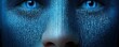 © MP-AI - Synthetic biology DNA future science concept. Digital face with binary code pattern and striking blue eyes, representing technology and information.
