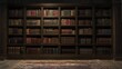 © sangkribo - Dark, antique wooden bookcase filled with numerous aged books