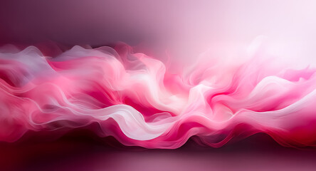 Wall Mural - abstract pink smoke or waves softly flow against a dark pink backdrop, creating a dreamy and etherea