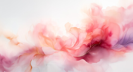 Wall Mural - soft pink and purple hues gently blend, creating an airy, abstract design. flowing forms evoke a dre