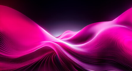 Canvas Print - smooth pink and purple abstract waves flow on a dark background. soft, vibrant, and flowing design e
