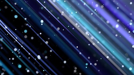 Wall Mural - data flow background with abstract blue and purple light beams and glowing digital particles on blac