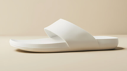 Wall Mural - minimalist white slide sandal. modern, simple design with a solid white upper and a light beige sole